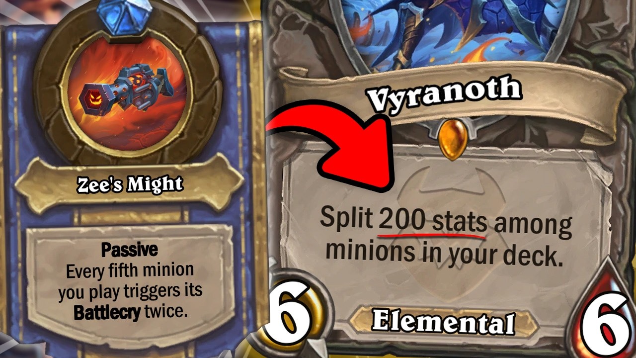 +200 STATS To The ENTIRE DECK With Vyranoth Battlecry Shaman?! - Hearthstone