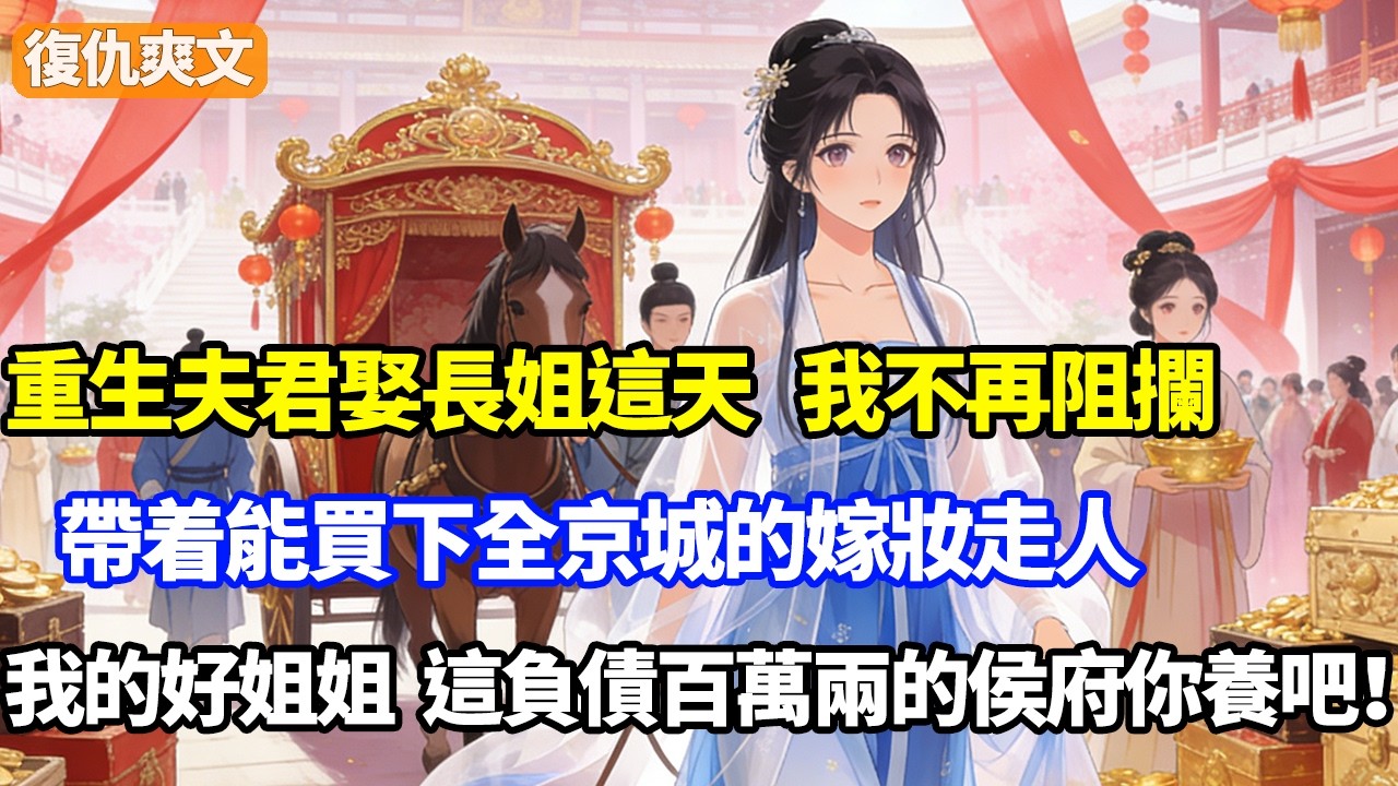 重生夫君娶長姐這天，我不再阻攔，帶着能買下全京城的嫁妝走人，我的好姐姐，這負債百萬兩的侯府你養吧！