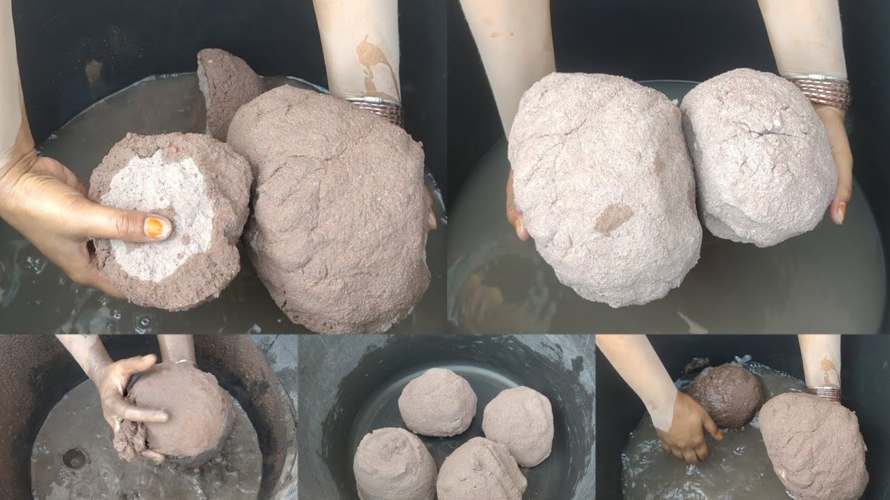 Asmr - full dusty 🌪️ red dirt+ pure cement huge balls crumbling dry and water 💦💦