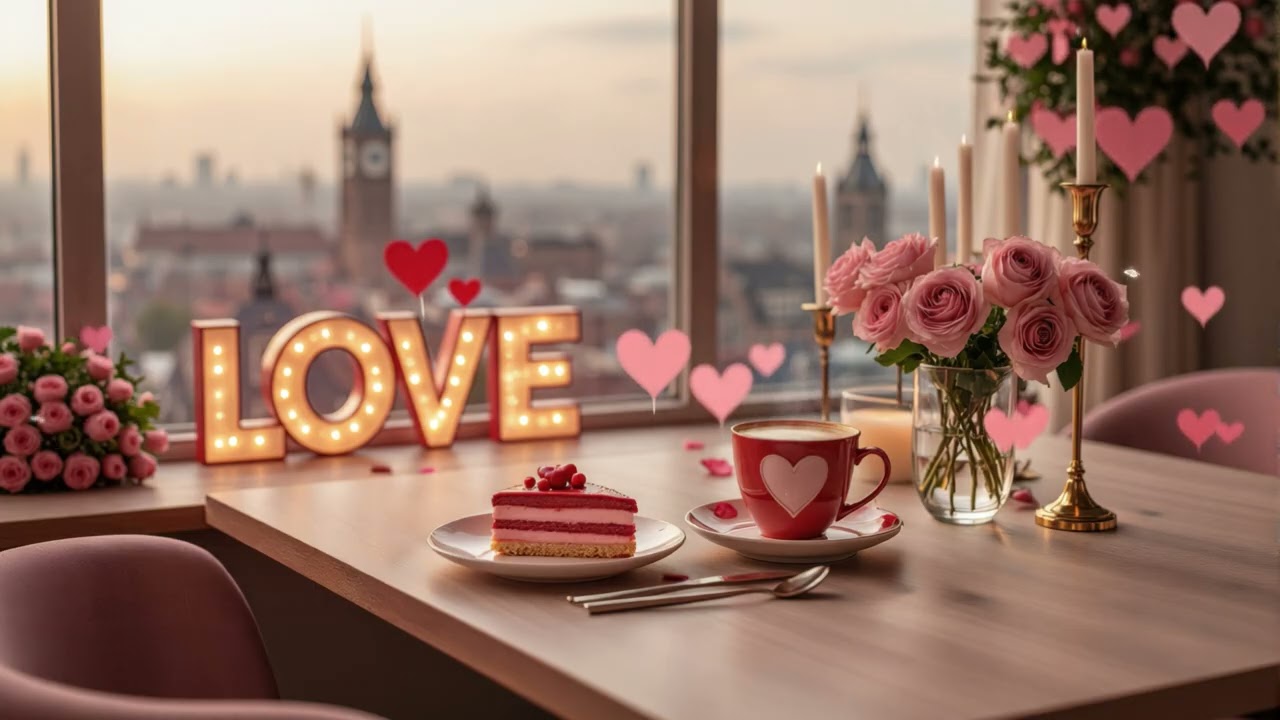 Romantic Winter Cafe with Valentine's Day Ambience & Smooth Jazz 💗 February Jazz Background Music