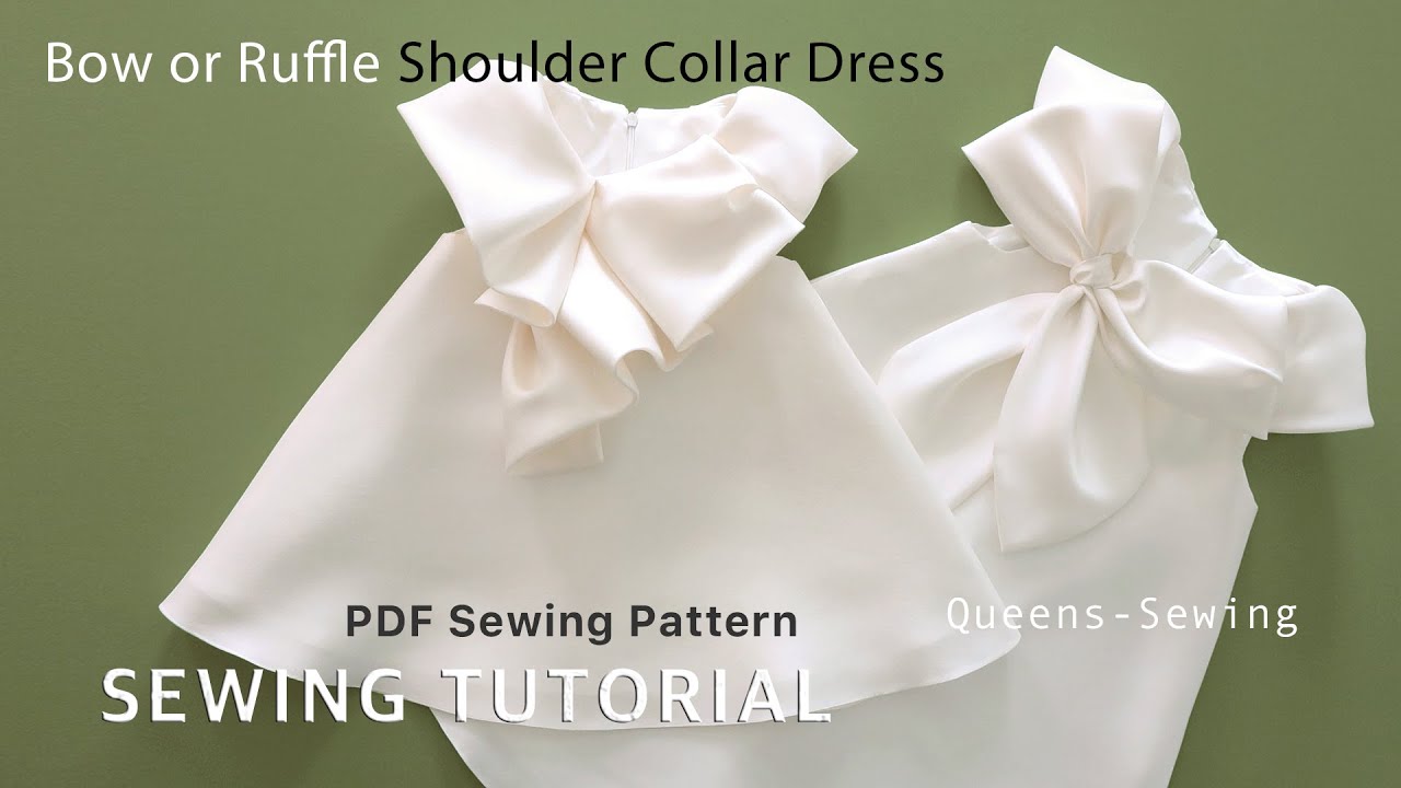 26-7 | How to Sew a Shoulder Collar Dress (Bow or Ruffle Style) | Sizes 1–7Y | PDF Sewing Pattern