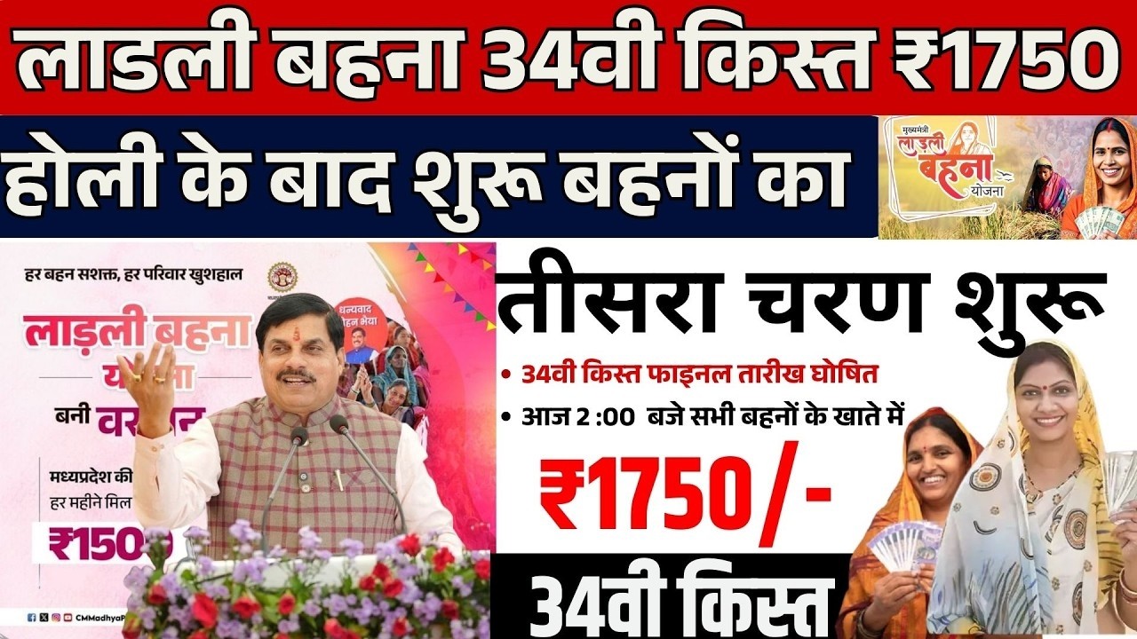 Ladli Behna Yojana 34th किस्त हुई जारी 1500 रूपए खाते में | CM Mohan Yadav का बड़ा बयान जारी #mpnews