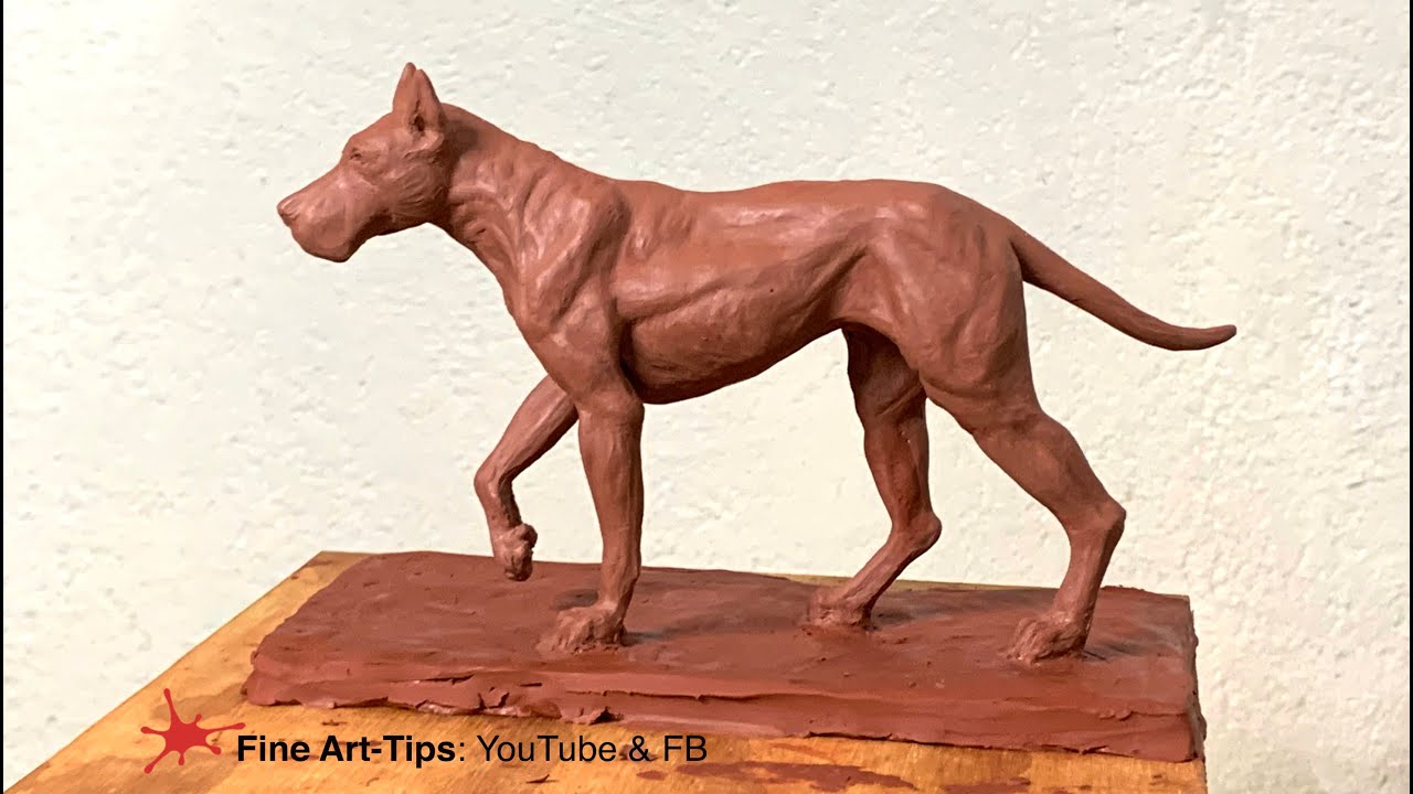 HOW TO SCULPT A GREAT DANE DOG - Modeling in clay - Narrated