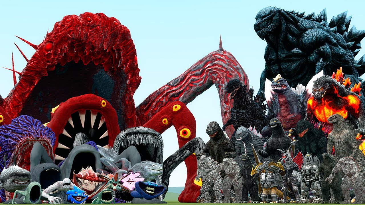 ALL SEA EATER MONSTERS VS EARTH GODZILLA FAMILY (Garry's Mod)
