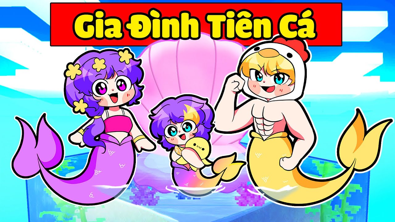 NABEE VÀ TÔ GÀ BẤT NGỜ CÓ GIA ĐÌNH TIÊN CÁ TRONG MINECRAFT*NABEE 1 BLOCK TIÊN CÁ 🧜🏻‍♀️🌊👨‍👩‍👧
