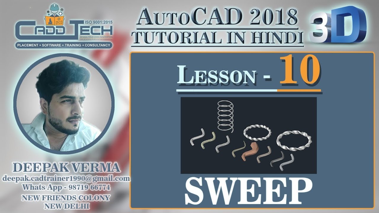 #10 | Sweep Command in Autocad 3D | Helix [deepak verma]