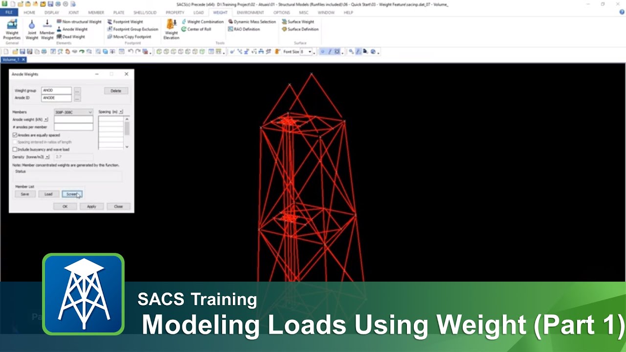 Modeling Loads using Weight Feature in SACS (Part 1)