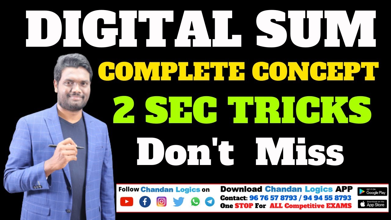 DIGITAL SUM COMPLETE CONCEPT & TRICKS | SMART APPROACH TO SIMPLIFY THE CALCULATIONS | Chandan Logics