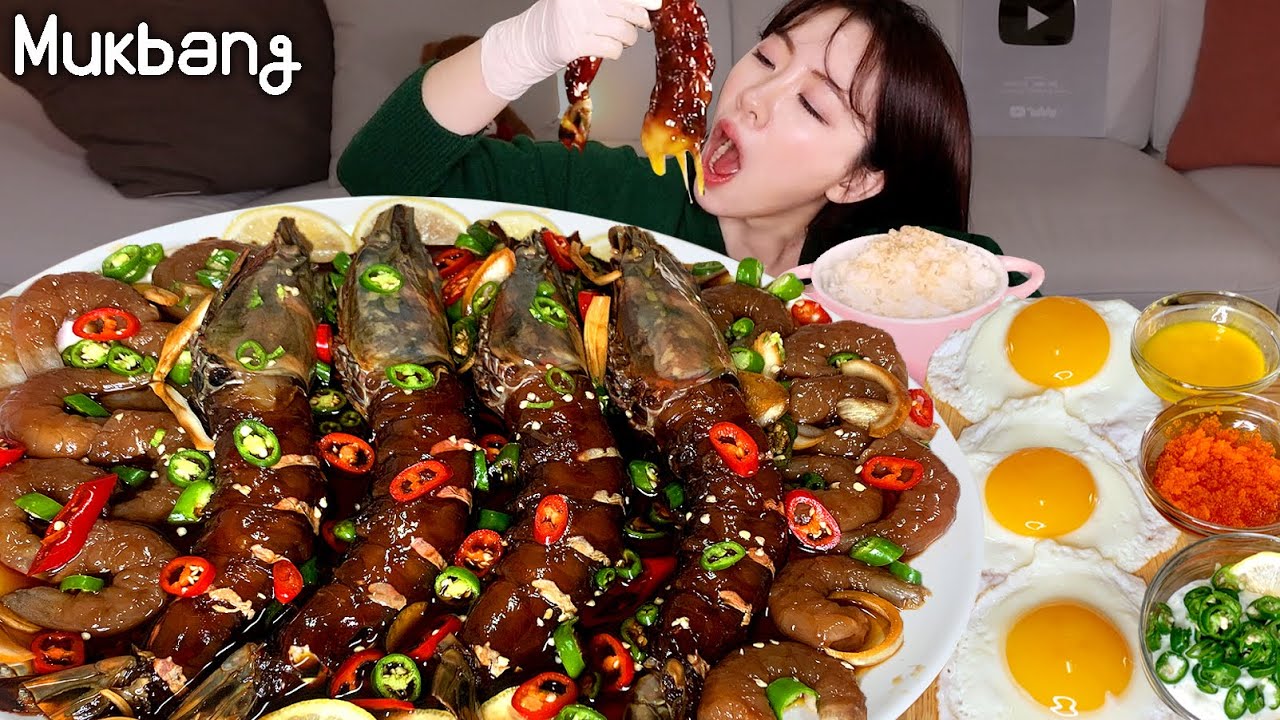 40cm Огромное креветочное блюдо 🦐 и соевое соус креветок едят шоуㅣ Корейская еда MUKBANG EATING SHOW