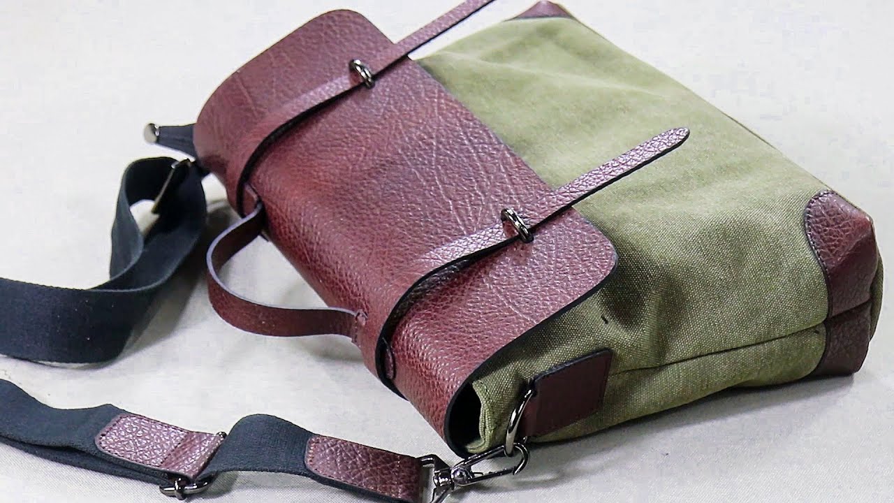 Make a Leather canvas postman bag,Make a canvas leather schoolbag or messenger bag.