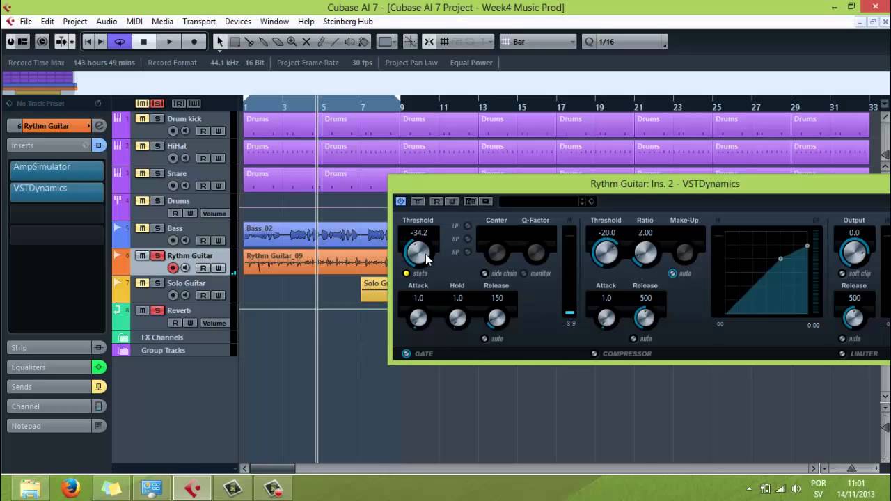 Noise Gate Demonstration on Cubase AI 7