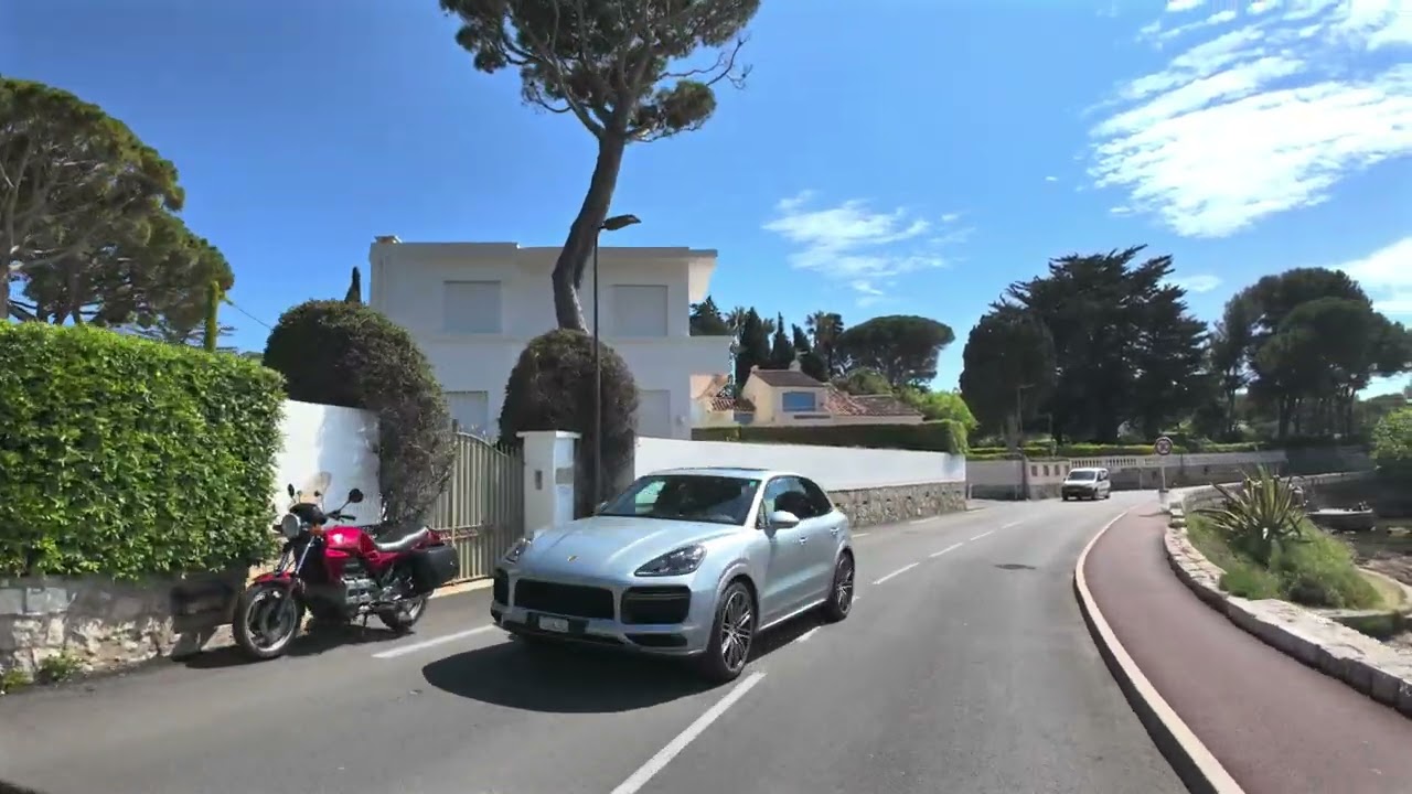 Juan les Pins to Cap D'Antibes Driving Tour 29 April 2025, France, HDR 60fps