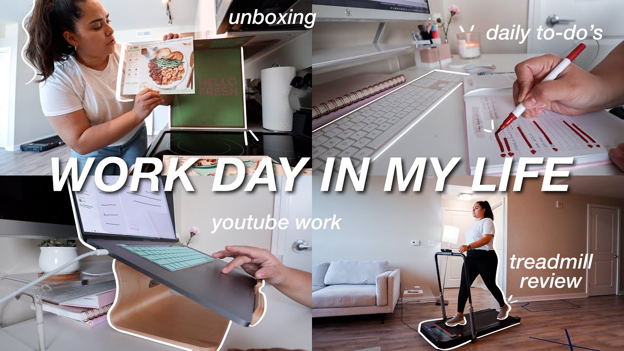 WORK DAY IN MY LIFE | chill 8-5 wfh vlog, walking treadmill review, unboxing & more!