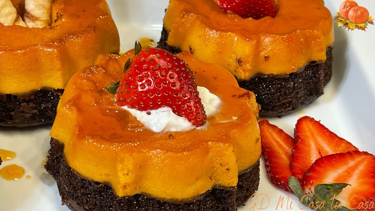 💥Mini CHOCOFLANES de CALABAZA 🎃para NEGOCIO 💸 o MESA de POSTRES|| PASTEL IMPOSIBLE de CALABAZA