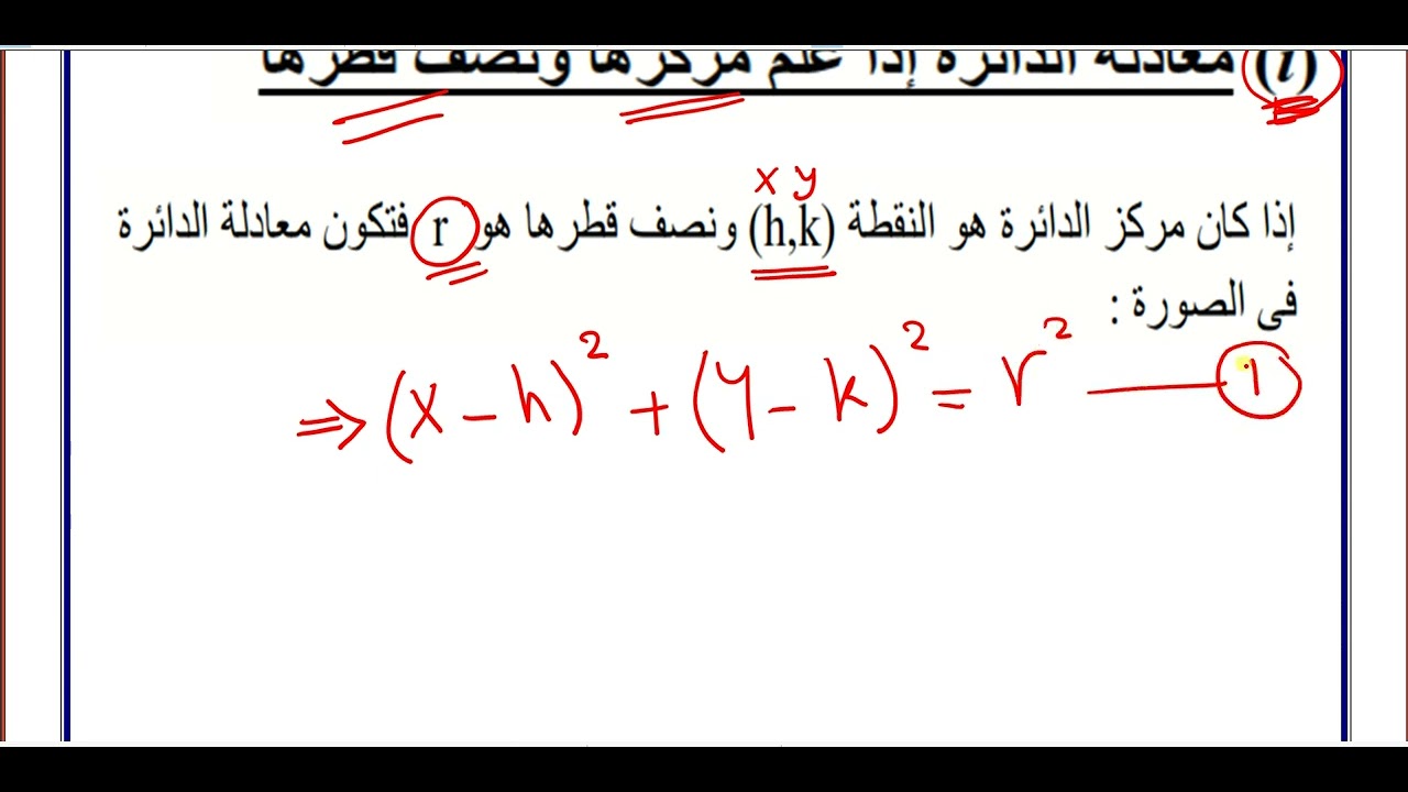 تعرف علي الصورة العامة القطبية والصور المختلفة لمعادلة الدائرة