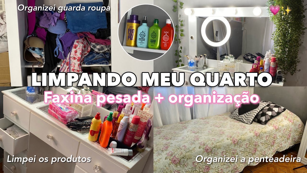 LIMPANDO MEU QUARTO ✨🪣| faxina, organização, penteadeira, guarda-roupa….