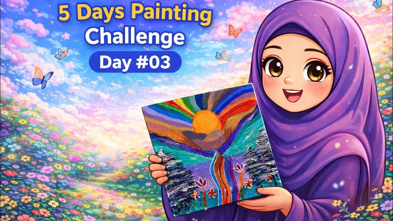 5 days painting challenge 🎨🖌️ Day # 03 #5DaysPaintingChallenge#Day03#ColourfulPainting#ArtJourney