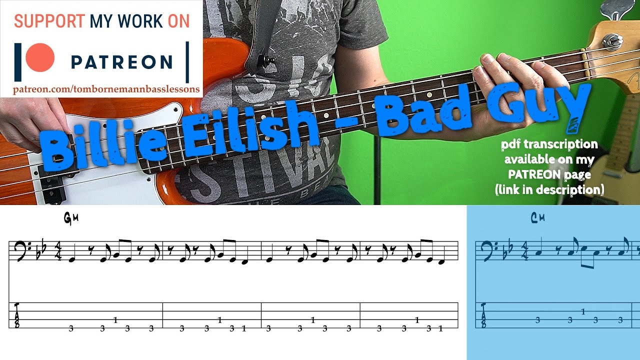 Billie Eilish - Bad Guy (Bass cover with tabs)