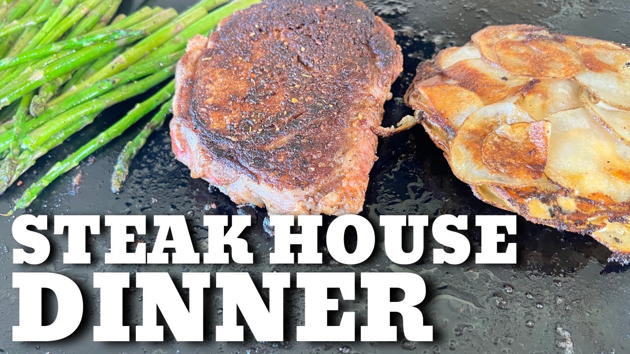 Steak House Dinner on the Griddle - Incredible scallop potato side dish