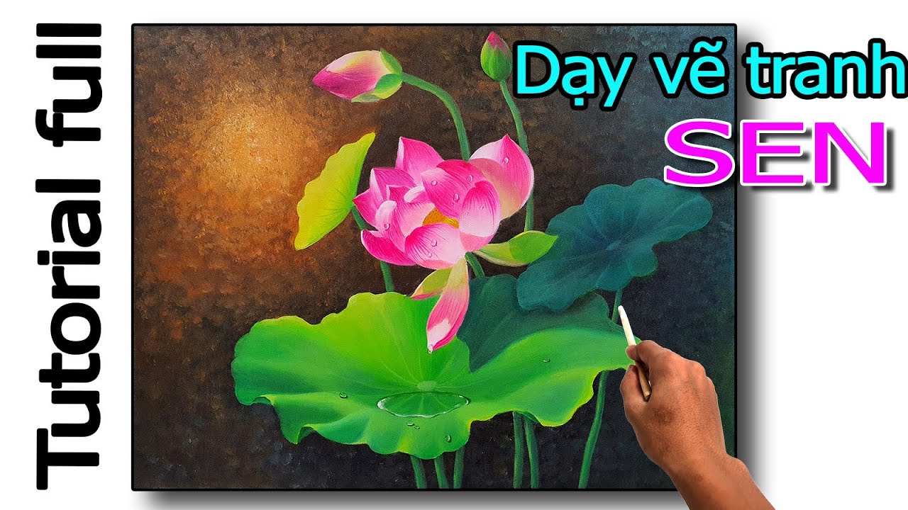 Dạy vẽ tranh hoa sen đơn giản dễ học. Trung Tâm Mỹ Thuật Việt chuyên đào tạo họa sĩ vẽ tranh tường