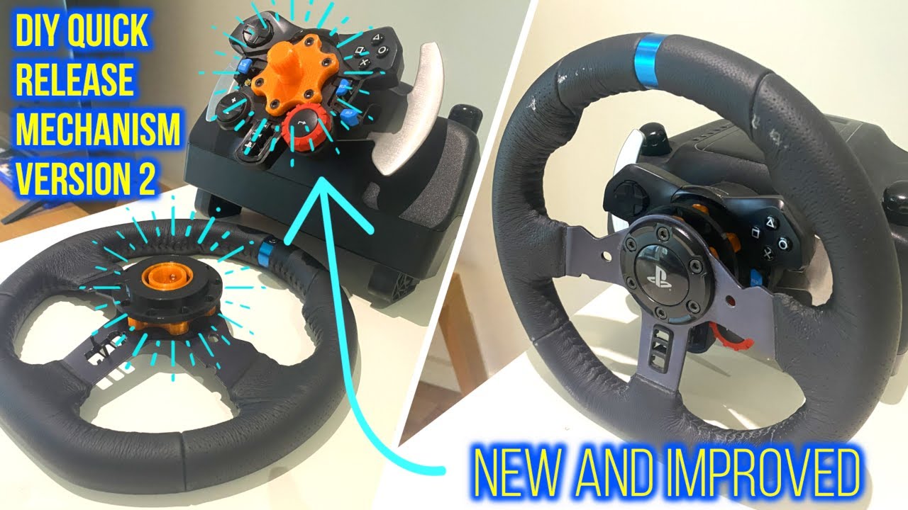 QUICK RELEASE MECHANISM V2 - IMPROVED & EASY DIY - 3D PRINTED - LOGITECH G29 - SIM RACING WHEEL
