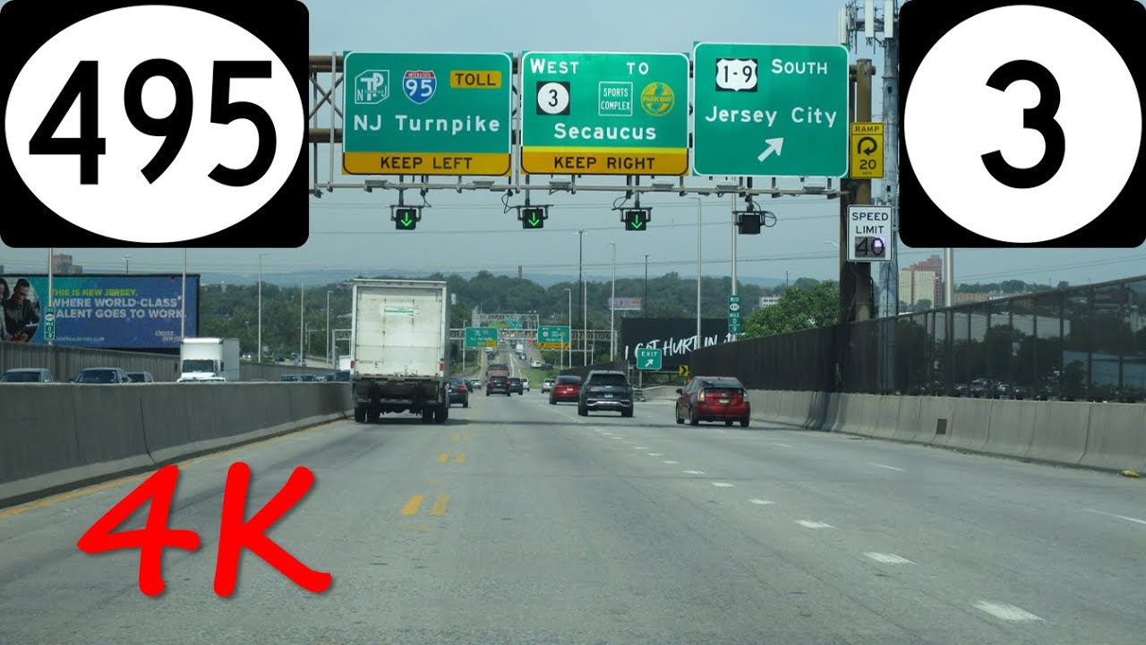 ⁴ᴷ NJ Route 3 & Lincoln Tunnel westbound [4K VIDEO]