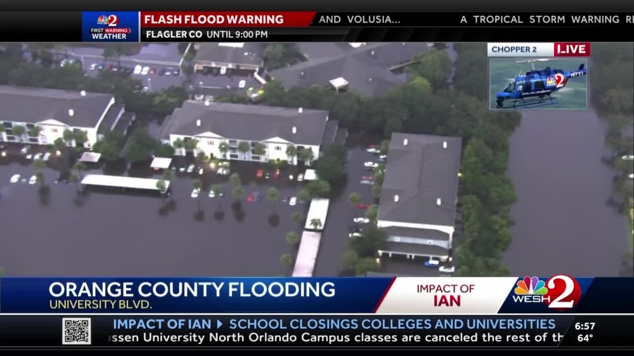 Video shows Orlando area apartment complex inundated with floodwaters