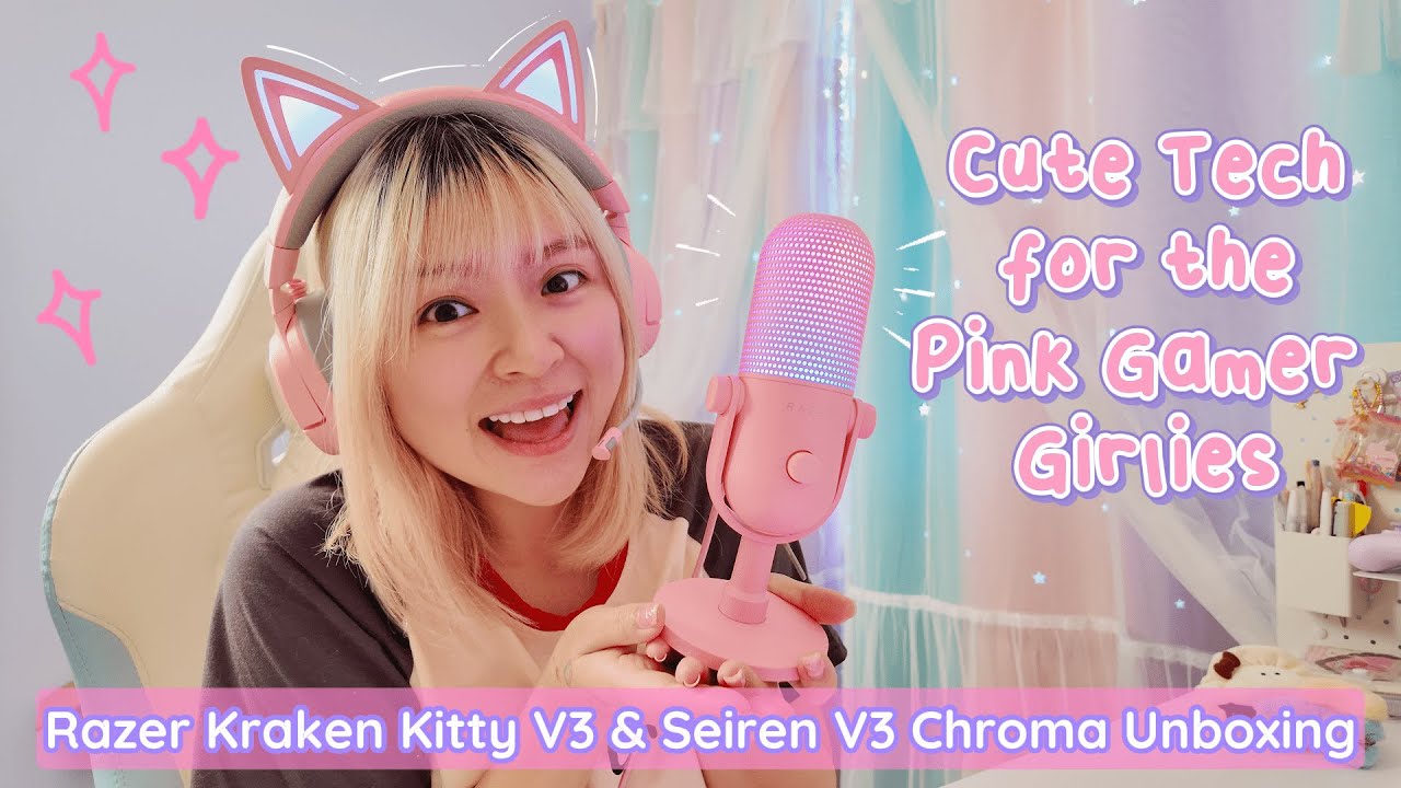 🌸Для розовых геймеров: распаковка Razer Kraken Kitty V3 Pro + Seiren V3 Chroma 🎮🩷