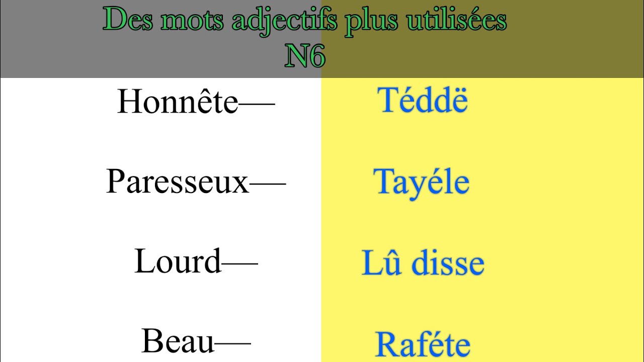 Apprendre le français en Wolof (des mots adjectifs et des phrases plus utilisées) N11