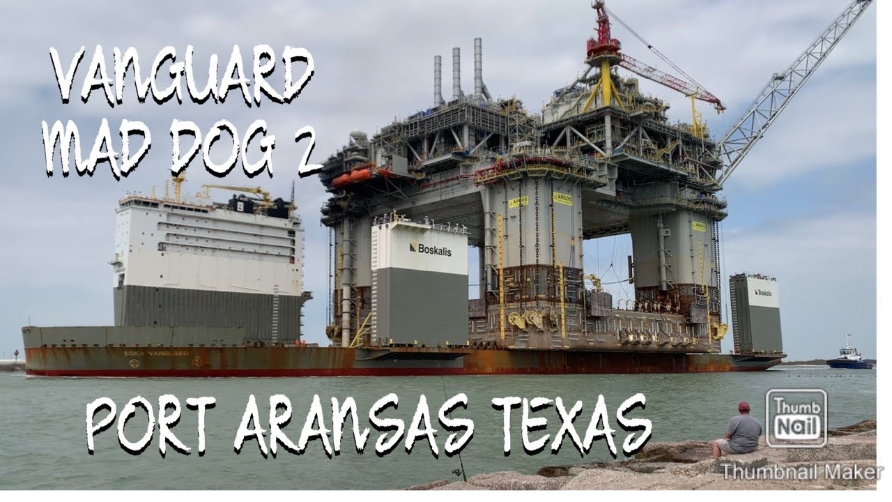 4/10/21 The Boka Vanguard carrying Mad Dog 2 passes thru Port Aransas Texas