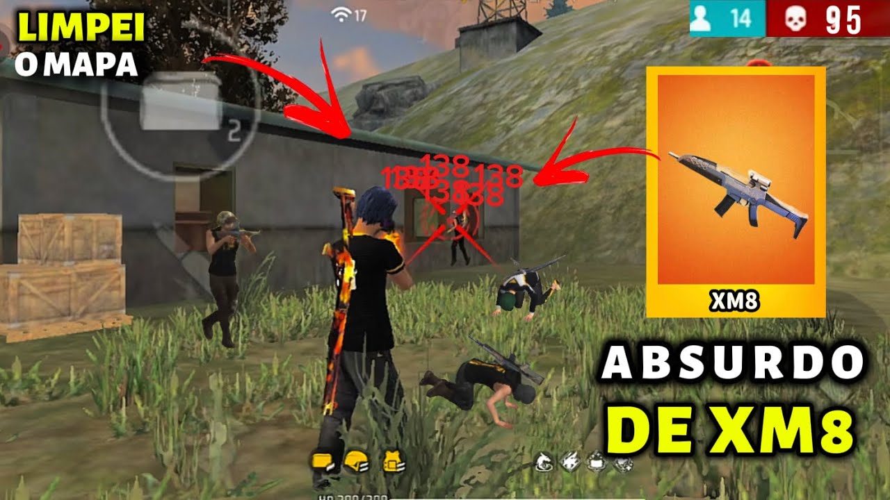 RANQUEADA SOLO VS SQUAD, LIMPEI O MAPA JOGANDO COM ESSA XM8 , ABSURDO MUITO CAPA ,FREE FIRE MÓBILE!!