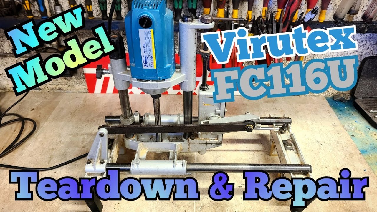 Teardown and repair a Virutex FC116C self feeding door morticer. Bearings changed.