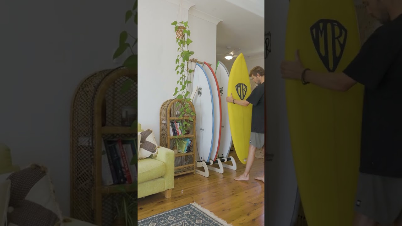 Timber Rack holds 4 surfboards, protects with EVA foam, easy setup, no wall fixtures needed.