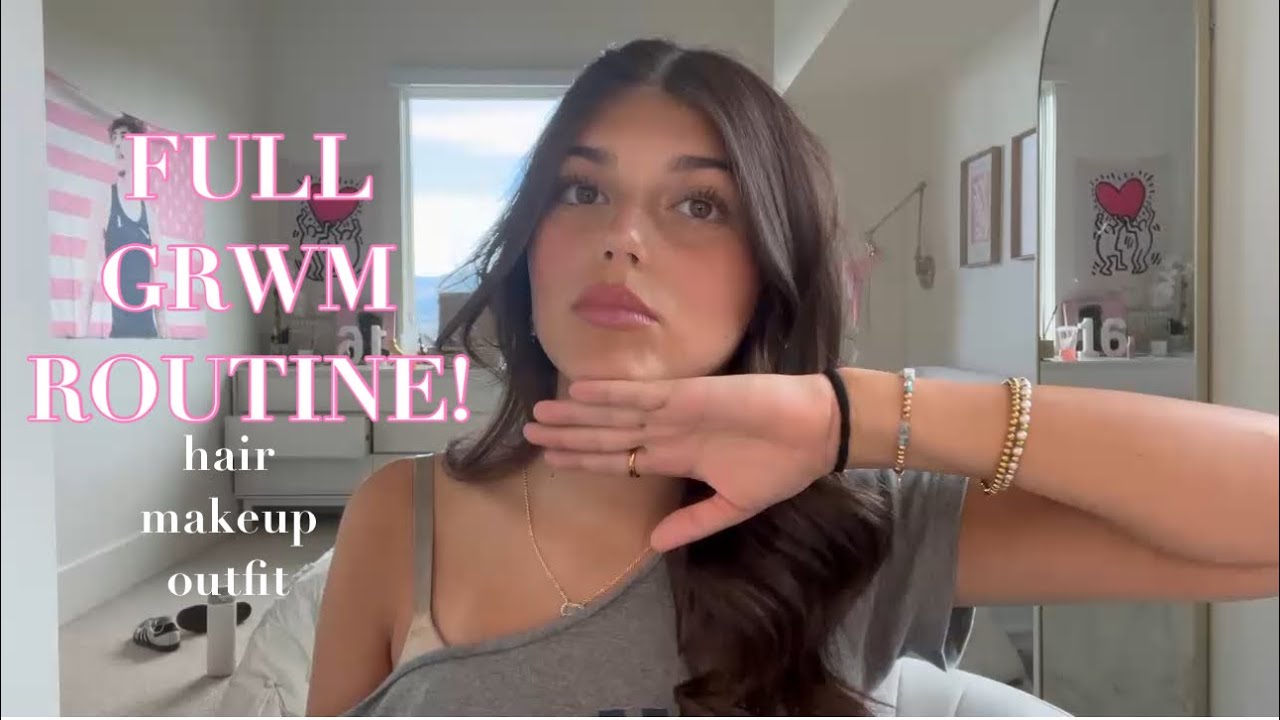 Full GRWM routine! | hair, makeup, outfit ￼|