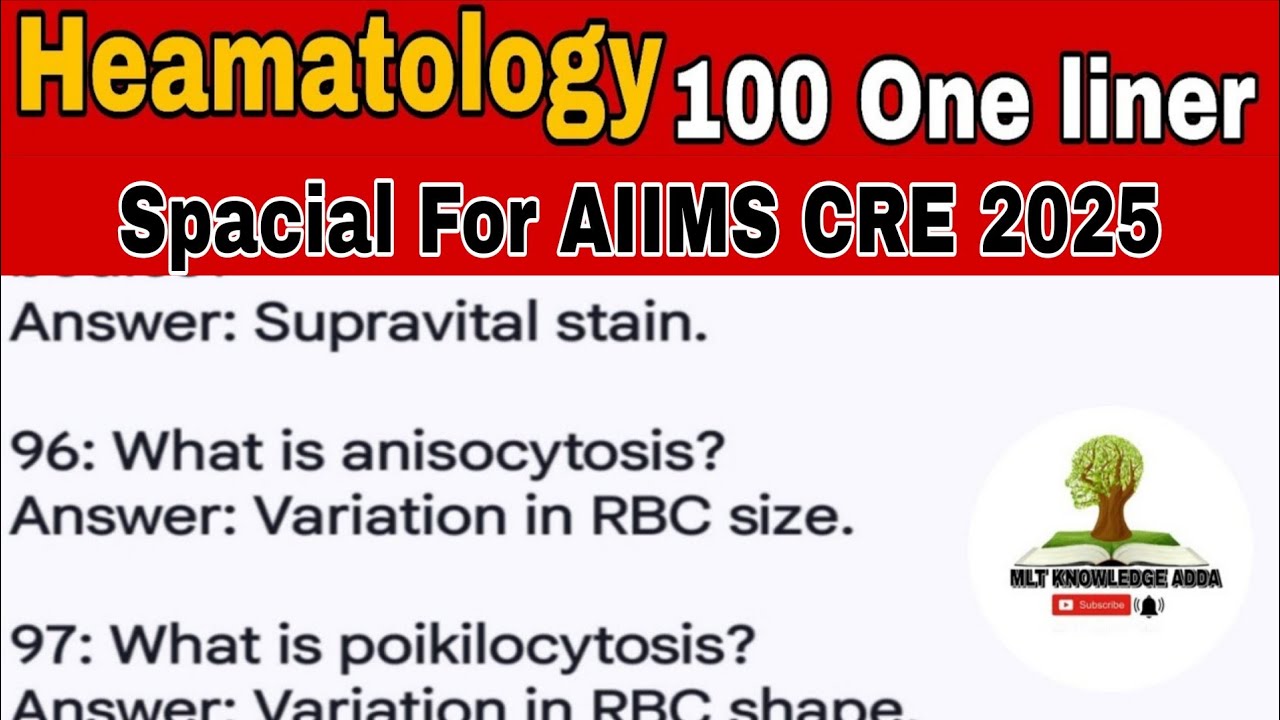 100 One Liner Questions & Answers for MLT Students | Must-Know for Lab Technician Exams