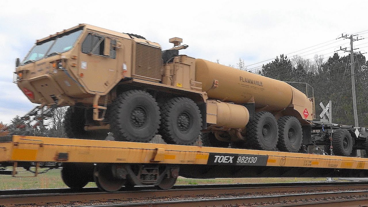 Chasing CSX Train W/ National Guard & Military Equipment