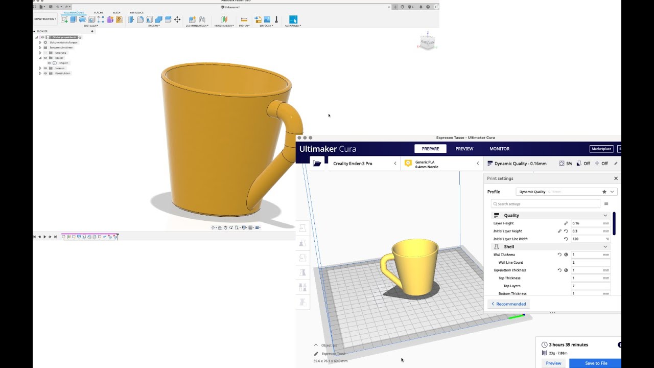 Von Fusion360 zum 3D Drucker Tutorial Deutsch CAD