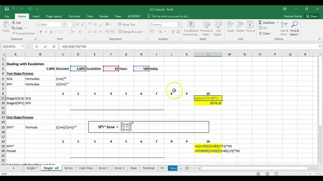 LCC in Excel 1  The Formula