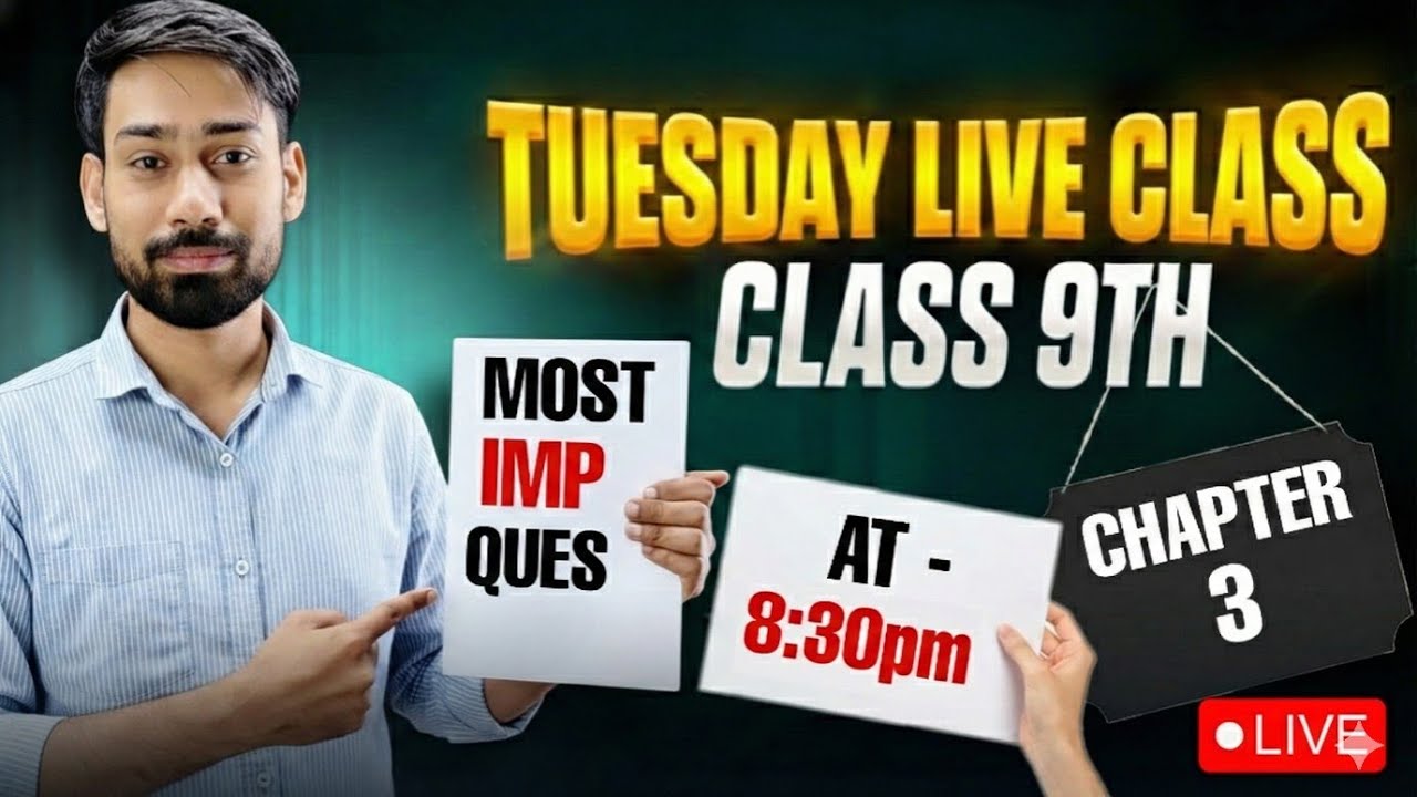 👉 Class 9 Maths |Chapter3 |  Most Important Questions | 8:30 PM