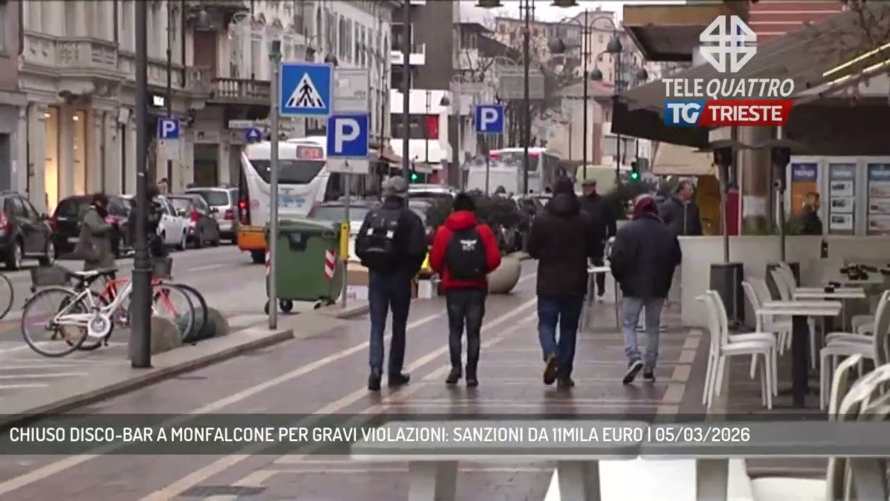 CHIUSO DISCO-BAR A MONFALCONE PER GRAVI VIOLAZIONI: SANZIONI DA 11MILA EURO | 05/03/2026
