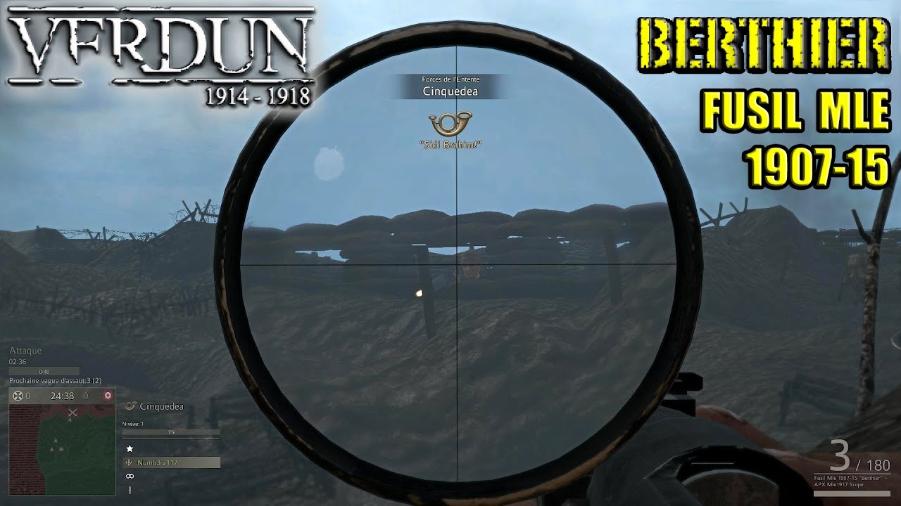 Verdun ~ Gameplay sniper - Berthier Fusil Mle 1907-15 ~ WW1