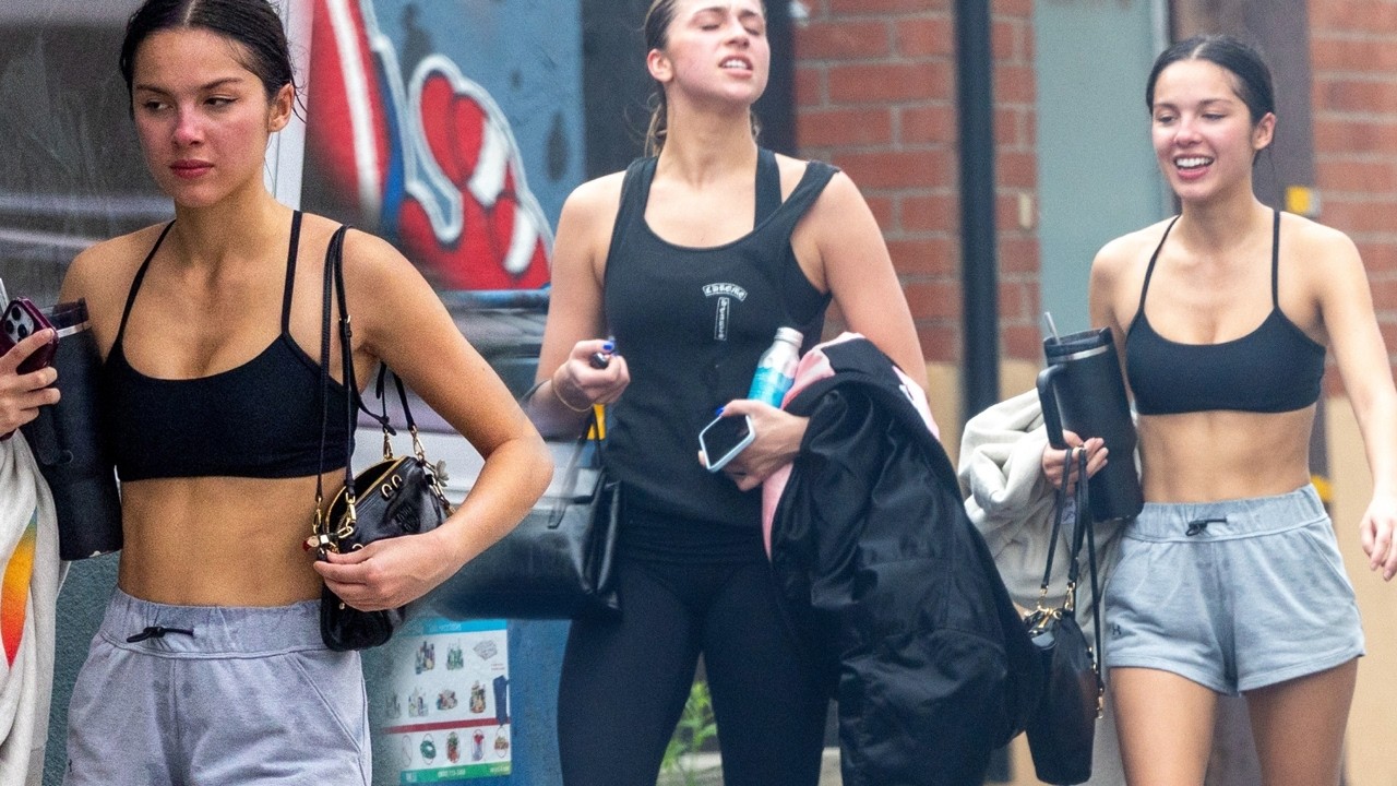 Olivia Rodrigo and Tate McRae leaving the Gym