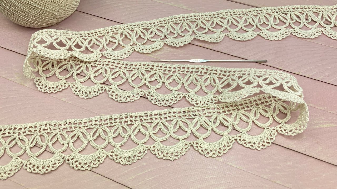 ЛЕНТОЧНОЕ КРУЖЕВО вязание КАЙМА крючком мастер-класс Crochet Tape Lace Tutorial