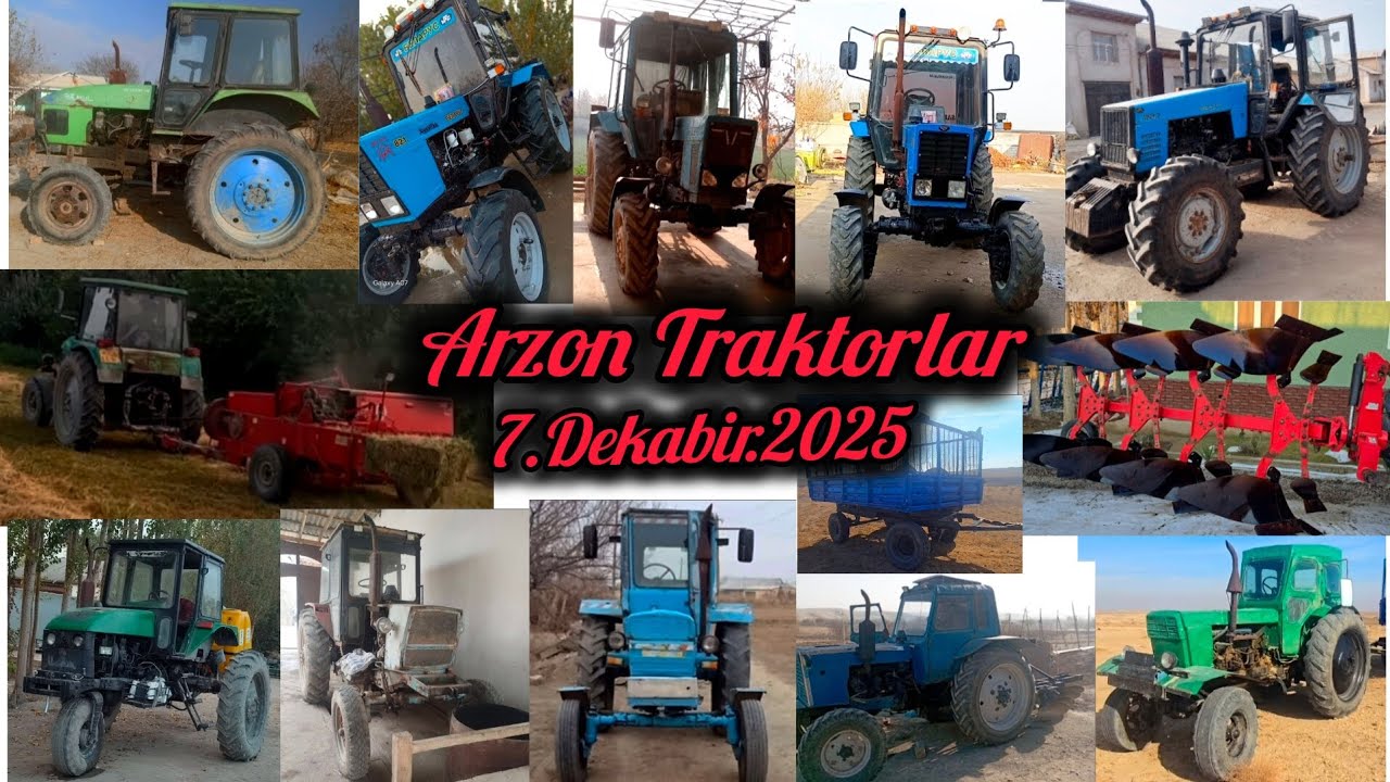Arzon Traktor 6.Dekabir.2025 Belarus 1221.2 Mtz Ttz T28 T40 Yumz Z-511 Aylanma puluk Apalon Texnika