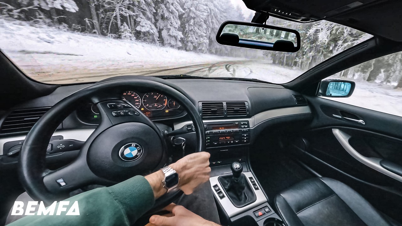 BMW E46 330Ci POV Mountain Drifting in the Snow