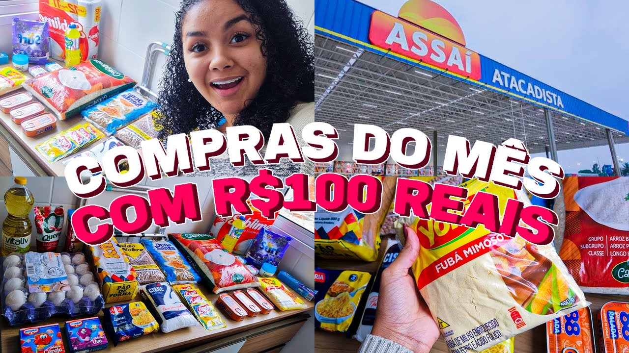 Desafio: Compras do Mês com 100 Reais! Vocês Não Vão Acreditar o Tanto de Coisa que Comprei