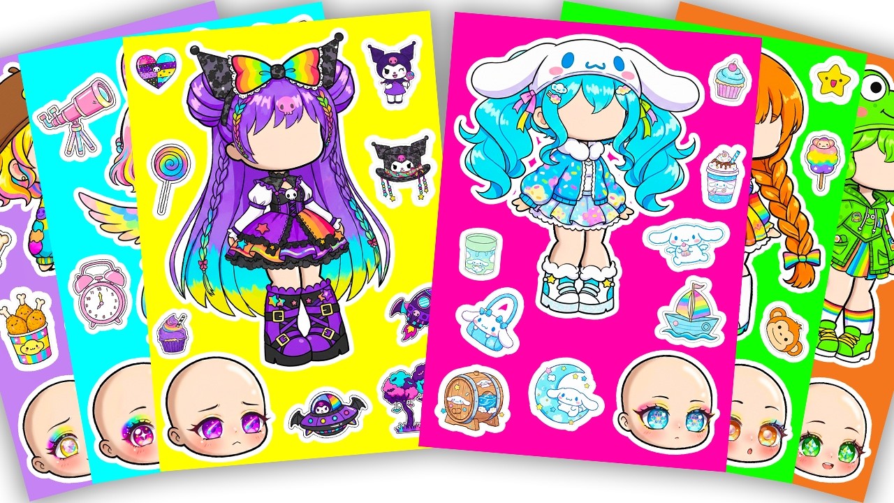 🎀Cute Sanrio🎀 X Gacha Sticker Book #Cinnamoroll #Melody #Kuromi #gachalife #asmr | Sticker Book DIY