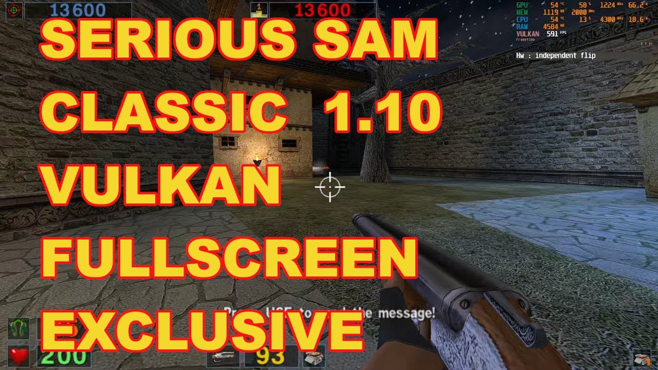 Serious Sam Classic VK 1.10 Fullscreen Exclusive (Win10 TSE Test)