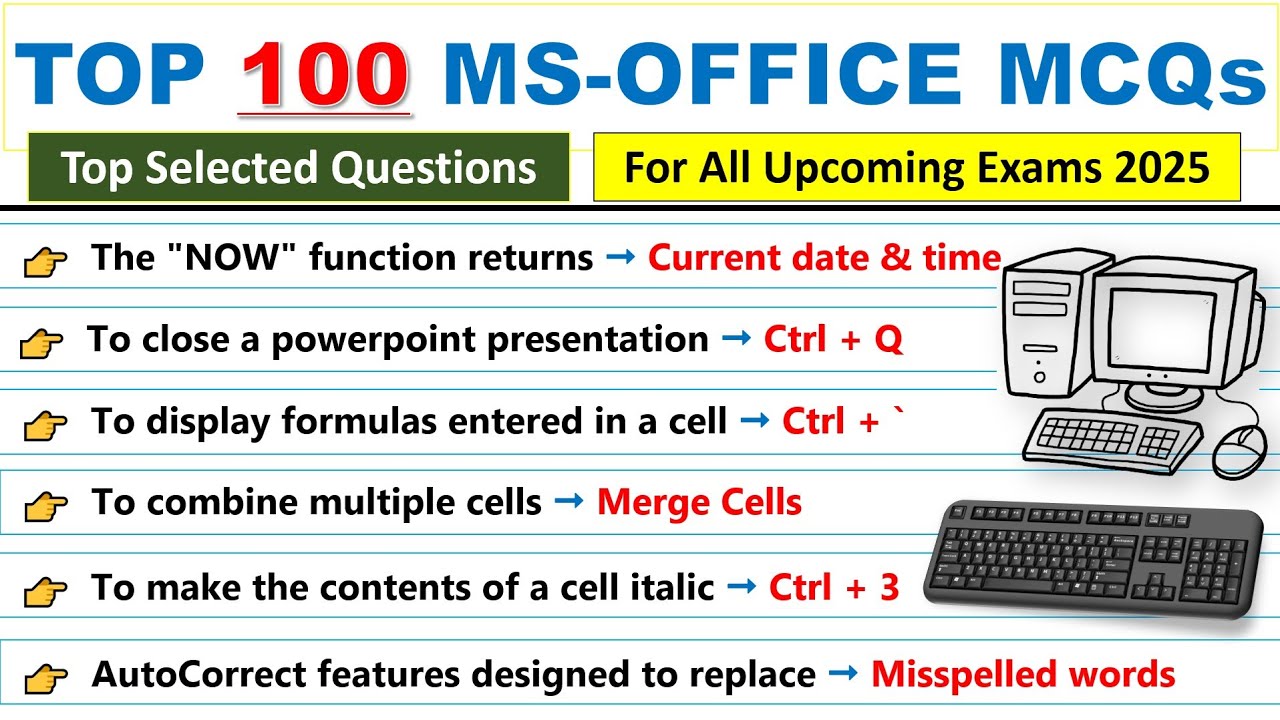 Top 100 Ms-Office MCQs for RI, ARI, AMIN, SFS, ICDS | For All Upcoming Exams 2025