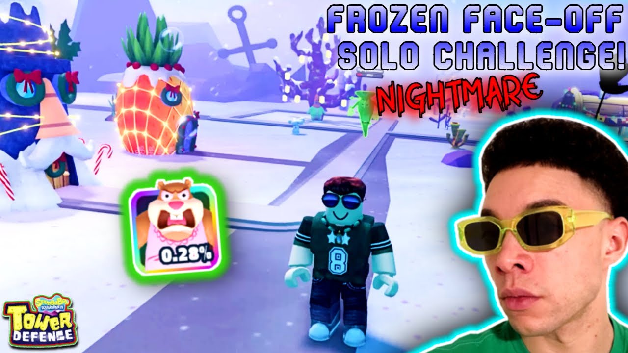 SpongeBob Tower Defense (Roblox) Frozen Face-Off Solo Challenge! NIGHTMARE